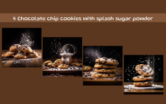 Chocolate chip cookies with splash sugar powder