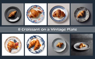 Croissant on a Vintage Plate