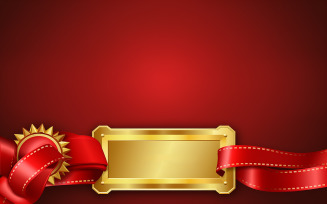 Gold ribbon design, award badge design, blank ribbon mockup