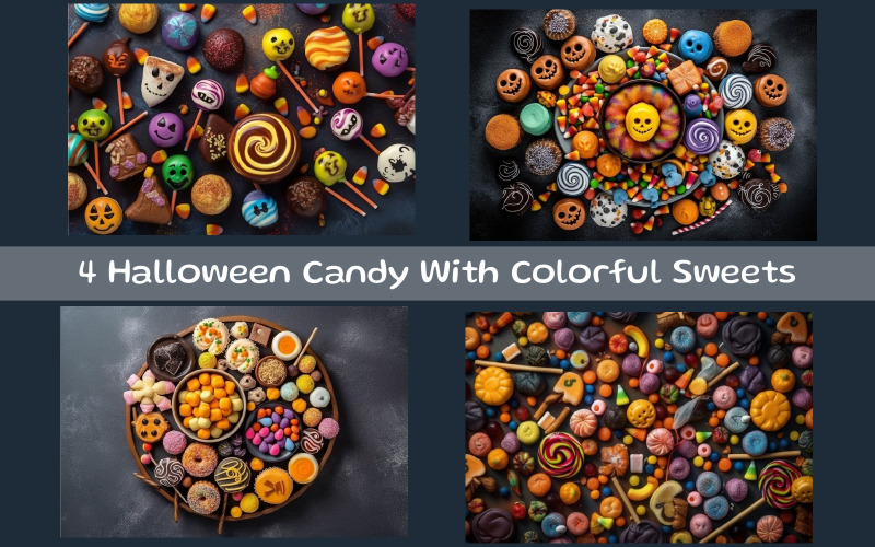 Halloween Candy With Colorful Sweets Background