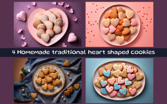 Homemade traditional heart shaped cookies