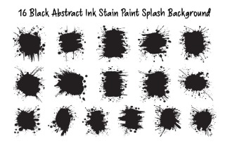 16 Black Abstract Ink Stain Paint Splash Background