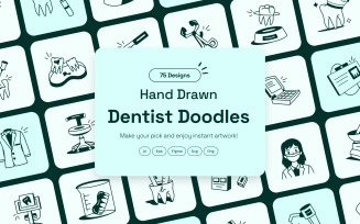 Modern Dentist Doodle Icon Set