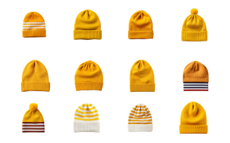 Yellow beanie png bundle template