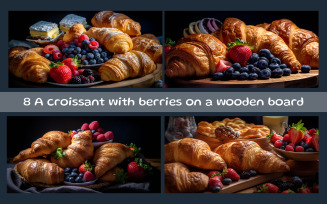 Freshly baked croissants in a basket AI image
