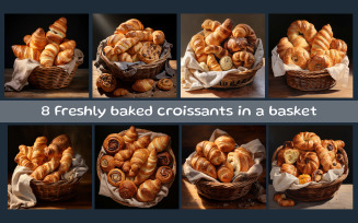 Freshly baked croissants in a basket