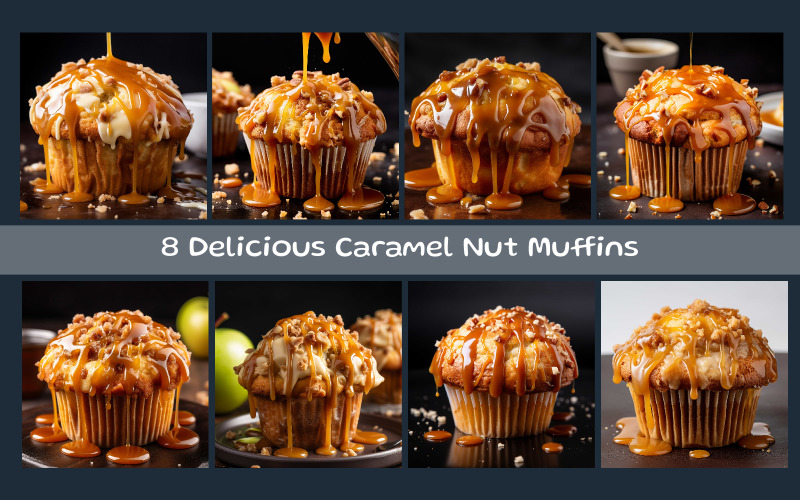 Delicious Caramel Nut Muffins Illustration