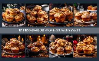 Homemade muffins with nuts