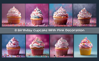 Birthday Cupcake With Pink Decoration