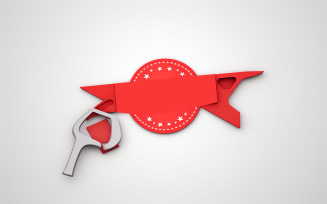 Blank red sticker design, blank red ribbon design