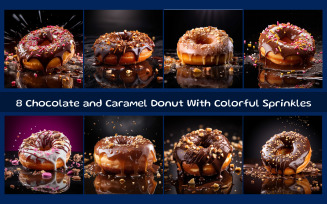 Chocolate and Caramel Donut With Colorful Sprinkles