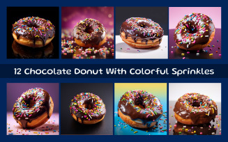 Chocolate Donut With Colorful Sprinkles AI image