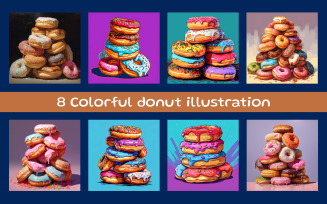 Colorful donut illustration AI image