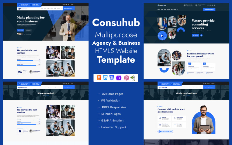 ConsuHub - Multipurpose Agency Business HTML Template Website Template