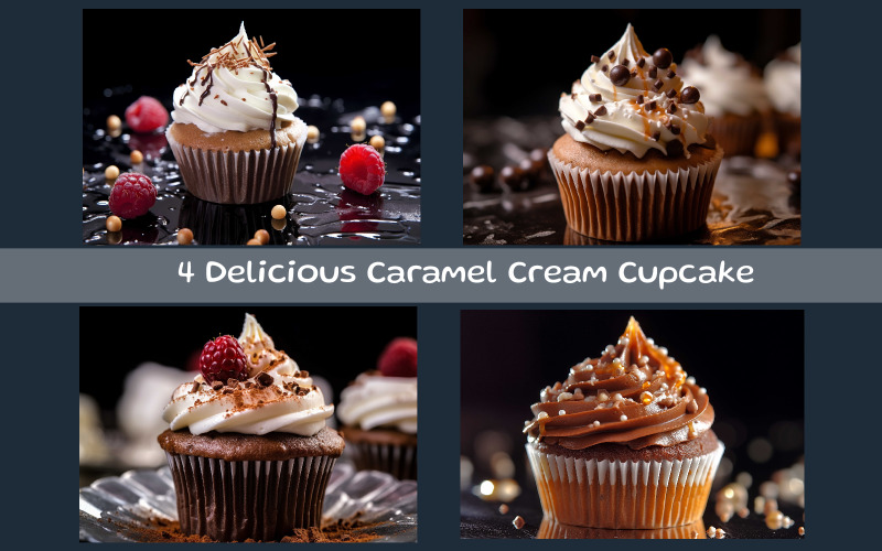 Delicious Caramel Cream Cupcake Illustration