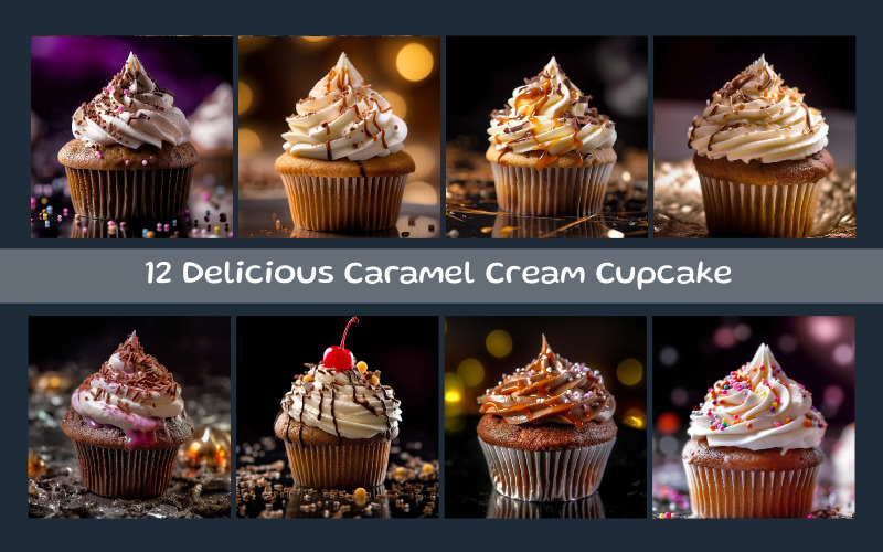 Delicious Caramel Cream Cupcakes Illustration