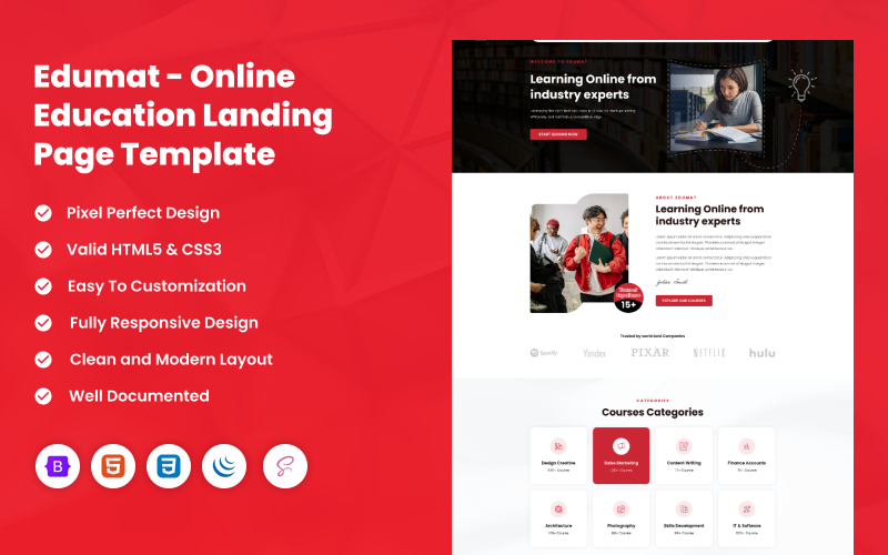 Edumat - Online Education Landing Page Template