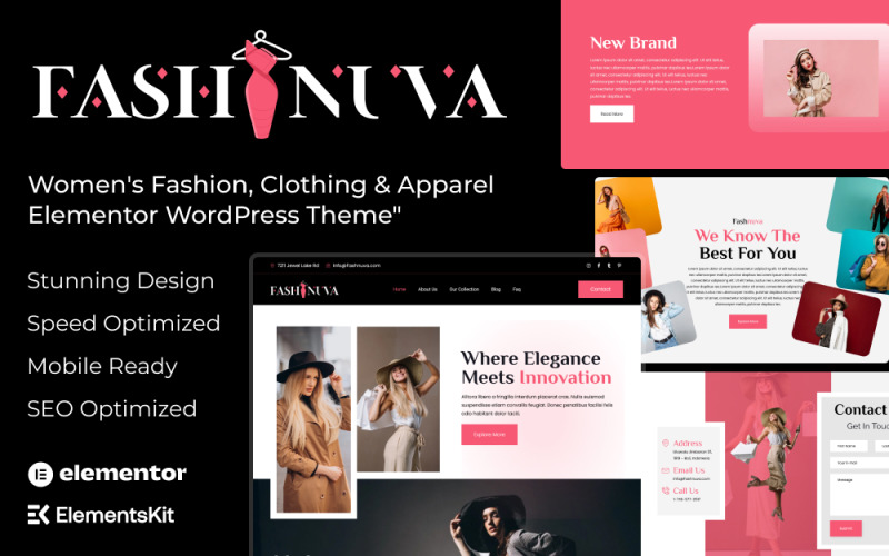 Fashnuva - Women's Fashion, Clothing & Apparel Elementor WordPress Theme