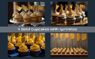 Gold cupcakes with sprinkles