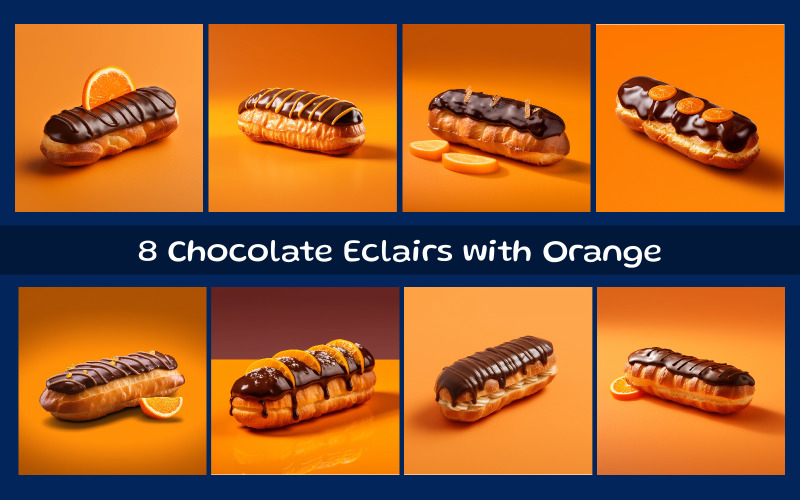 Chocolate Eclairs with Orange Illustration