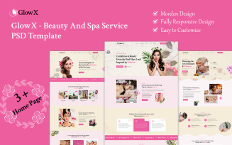 Glowx - Beauty And Spa Service PSD Template