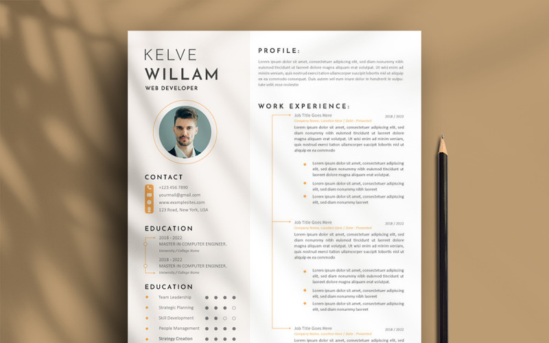 Minimalist & Professional resume template in Adobe Illustrator and Microsoft Word Resume Template