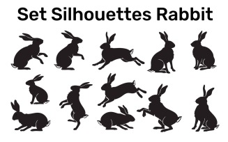 Set silhouettes rabbit vector, Easy to edit