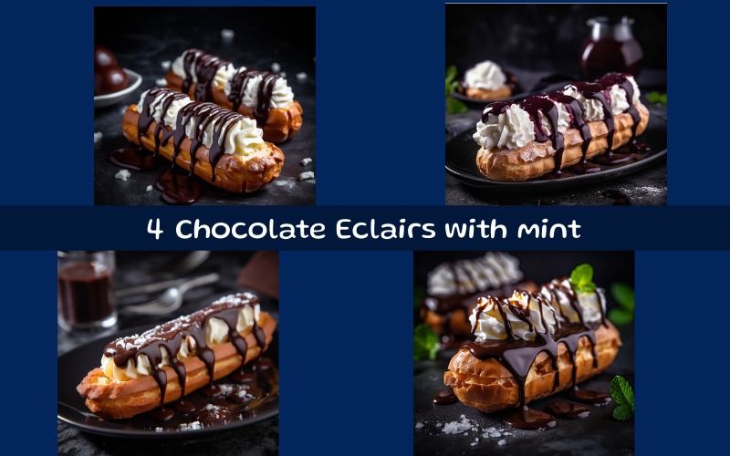 Chocolate Eclairs with mint Illustration
