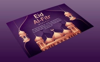 Gold & Blue Eid Mubarak Template – Elegant and Traditional Islamic Design