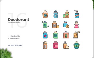 16 Deodorant Icon Color Set
