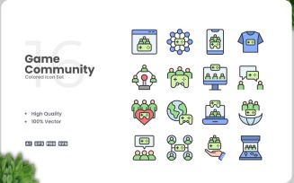16 Game Community Icon Color Set