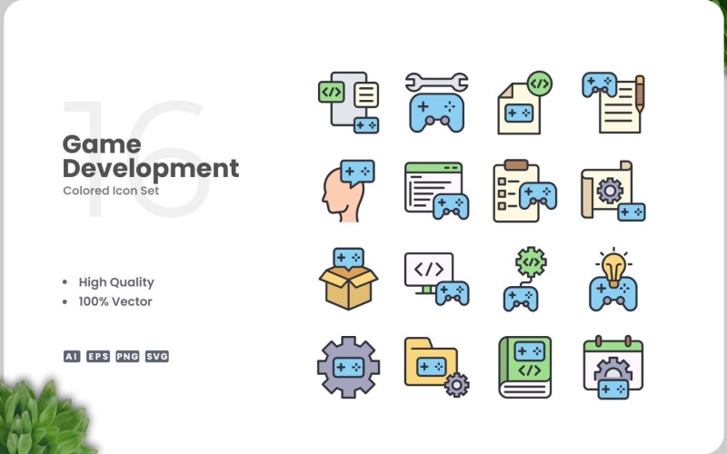 16 Game Development Icon Color Set Icon Set