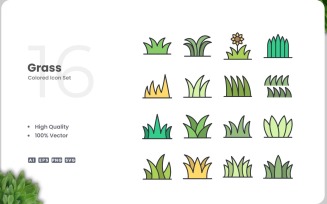 16 Grass Icon Color Collection