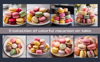 Collection of colorful macaroon on table