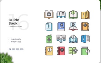 16 Guide Book Icon Color Set