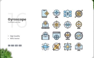 16 Gyroscope Icon Color Set
