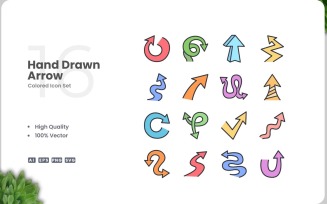16 Hand Drawn Arrow Icon Color Set