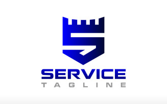 Letter S Shield With Castle Gear Logo Design
