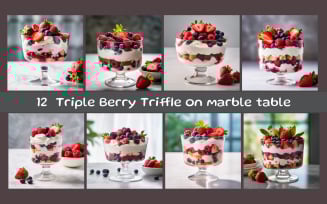 Triple Berry Triffle on marble table