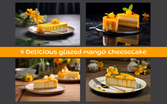 Delicious glazed mango cheesecake