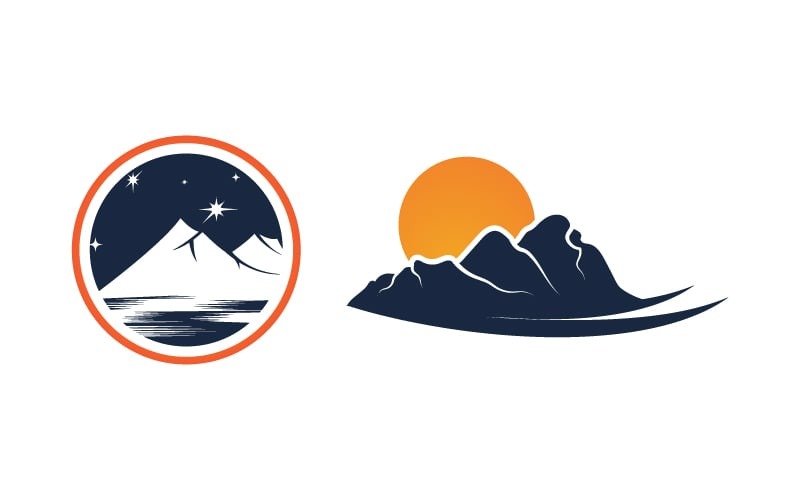 Hill Mountain icon Logo Template illustration design v.2