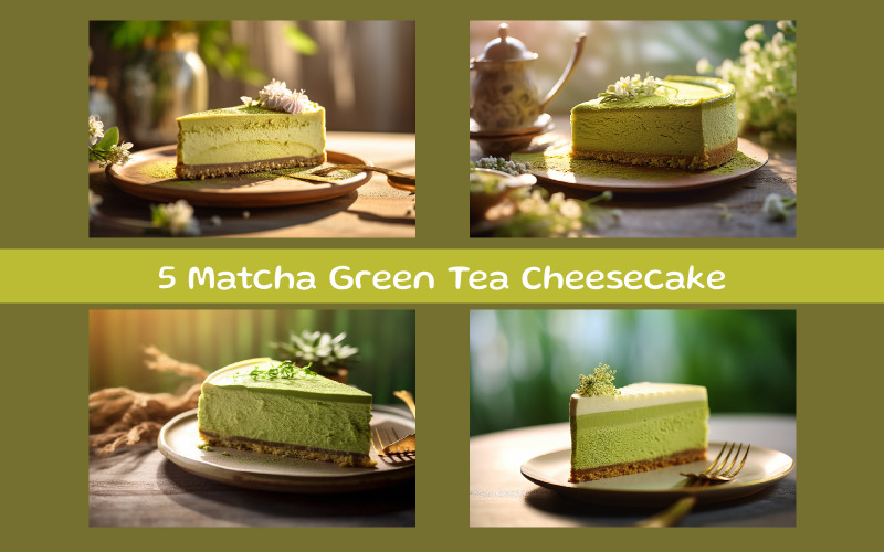 Matcha Green Tea Cheesecake AI image Background