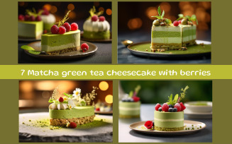 Matcha green tea cheesecake with berries