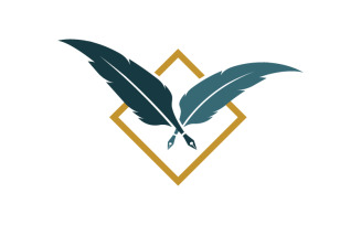 Pen feather writer logo illustration design template v.1