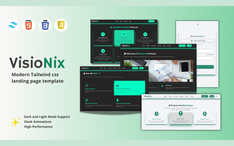 Visionix - Agency and Business Services Multipurpose Modern Website Template Landing Page Template