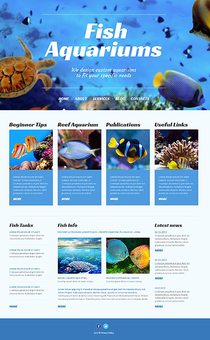 Kit Graphique #50525 Aquarium Aqua Wordpress 3.x - WordPress main photoshop screenshot