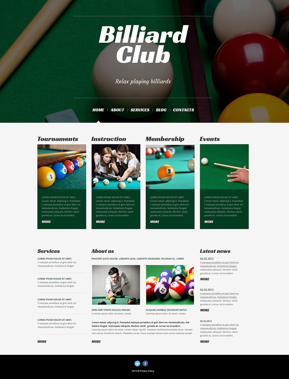 Billiards Responsive WordPress Theme New Screenshots BIG