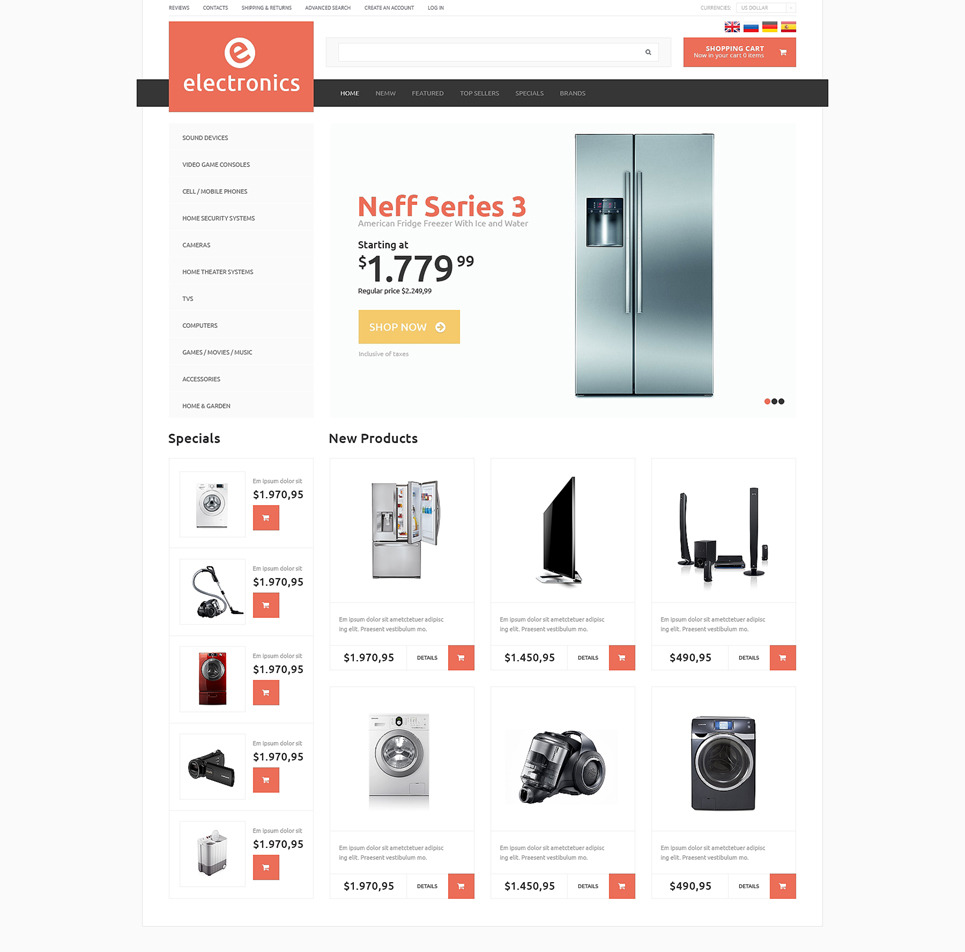 Electronics Store osCommerce Theme Big Screenshot Electronics Store OsCommerce Template New Screenshots BIG