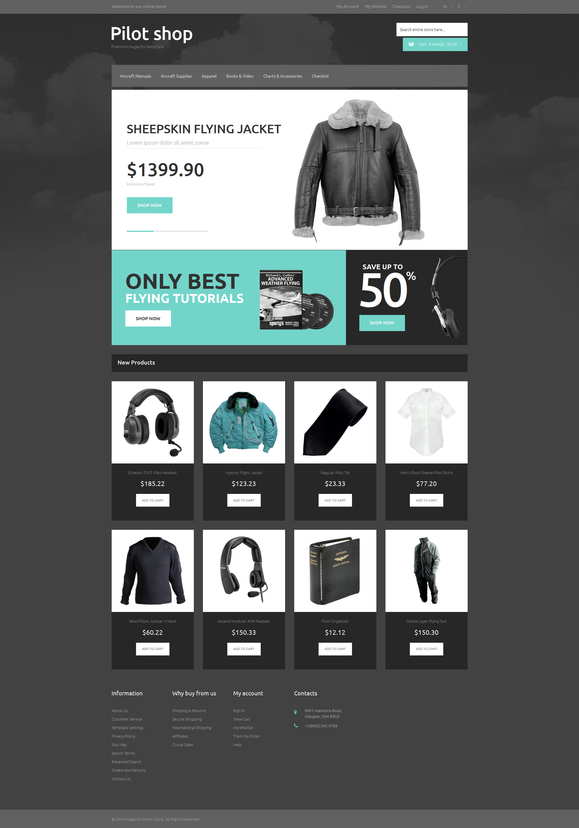 Tema Magento Responsive #50550 "Online Pilot Store" - screenshot