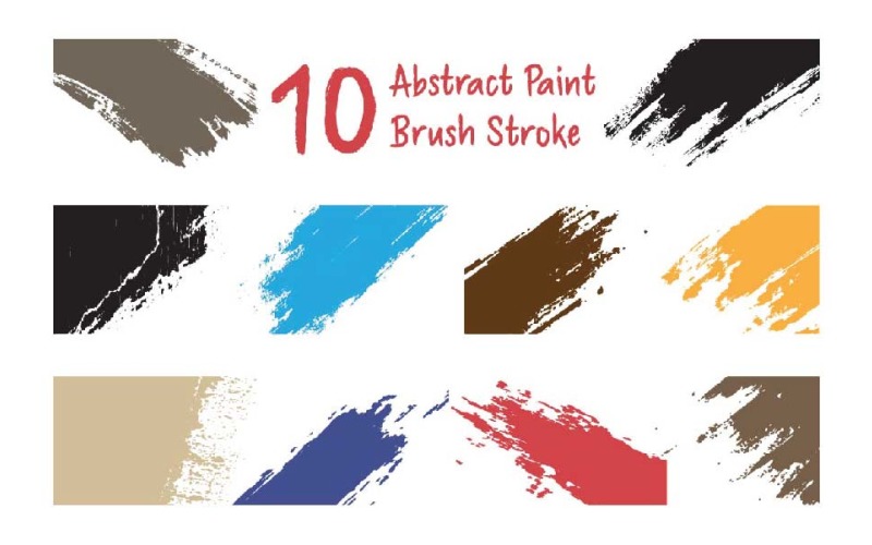 10 Abstract Paint Brush Stroke Background Illustration